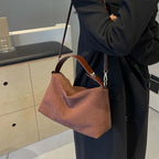 Suede shoulder handbag