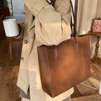 Functional leather tote bag