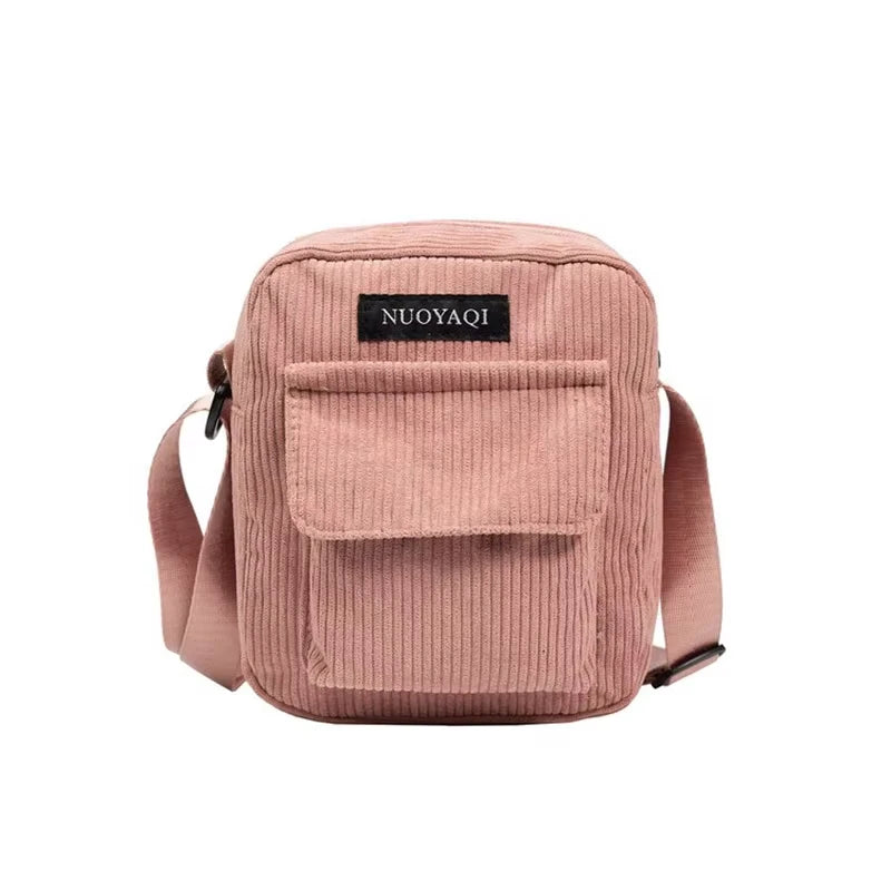 Corduroy crossbody handbag with front pocket