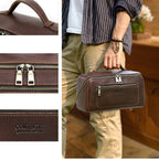 Leather travel toiletry bag