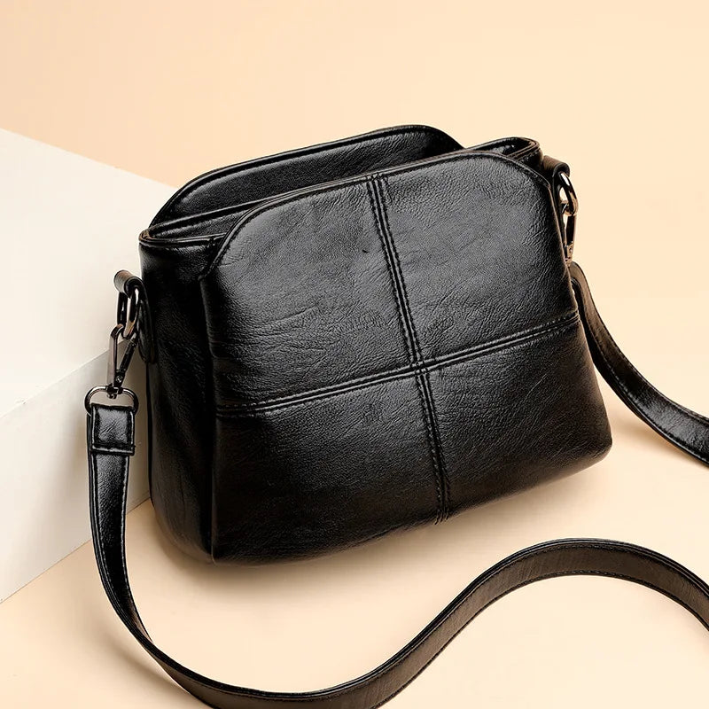 Square leather shoulder purse