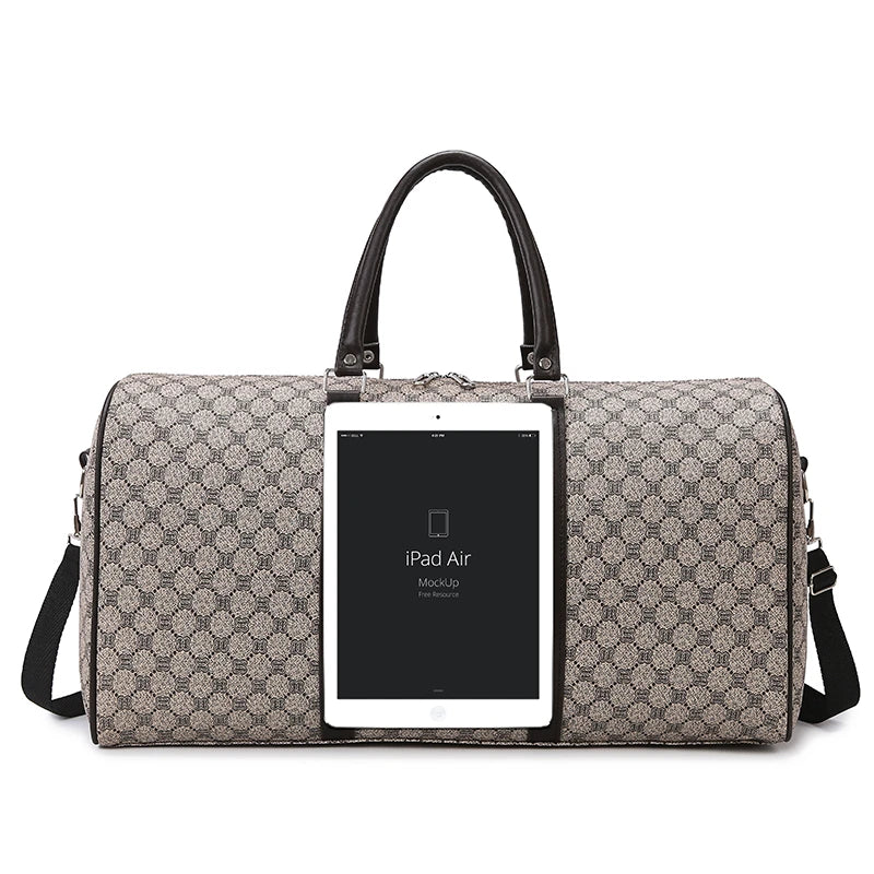 Textured leather travel duffle bag