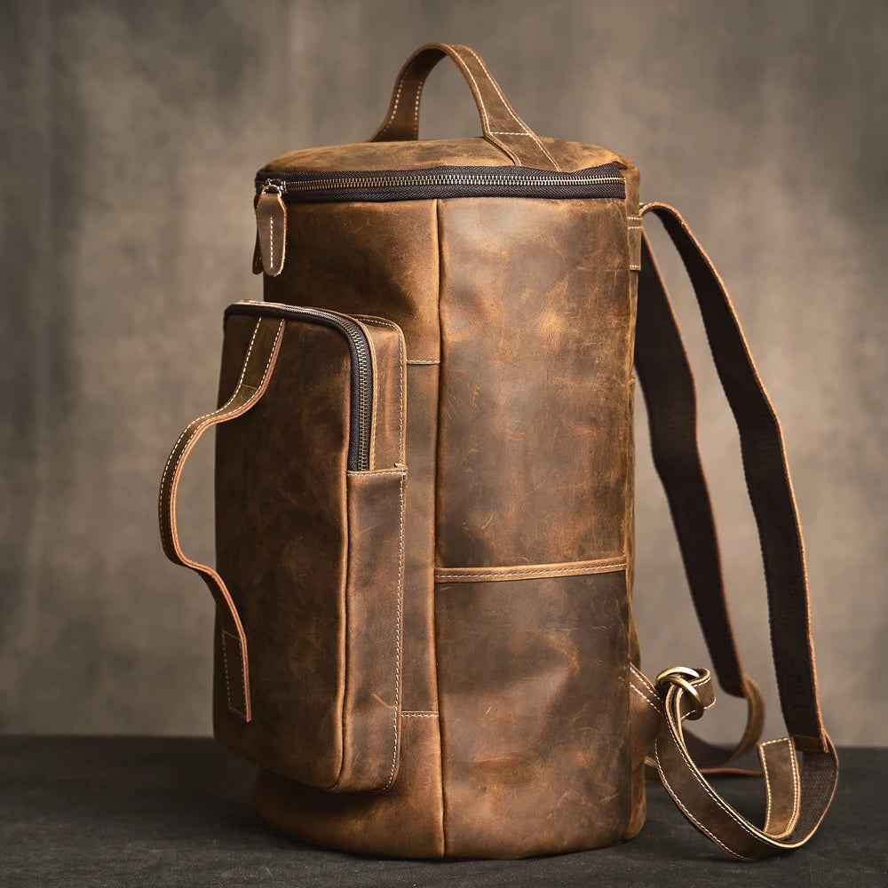 Leather rucksack for men