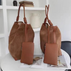 Suede shopper handbag