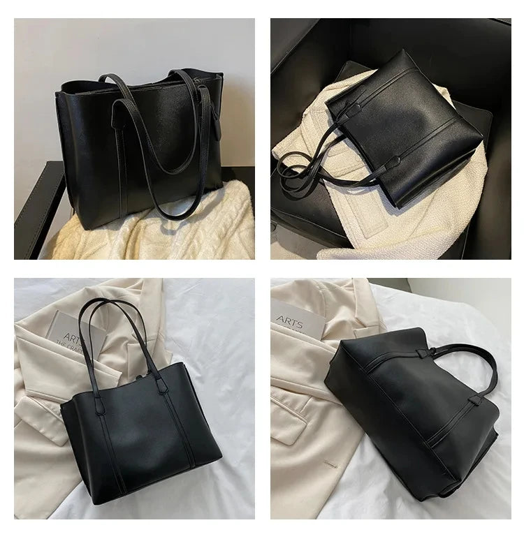 Trendy soft leather tote bag