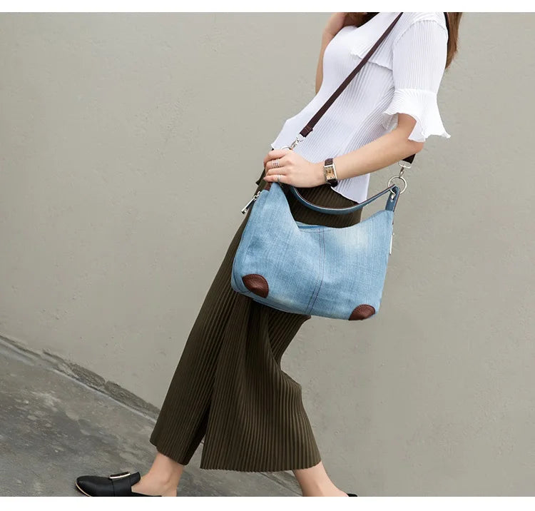 Casual denim slouch bag