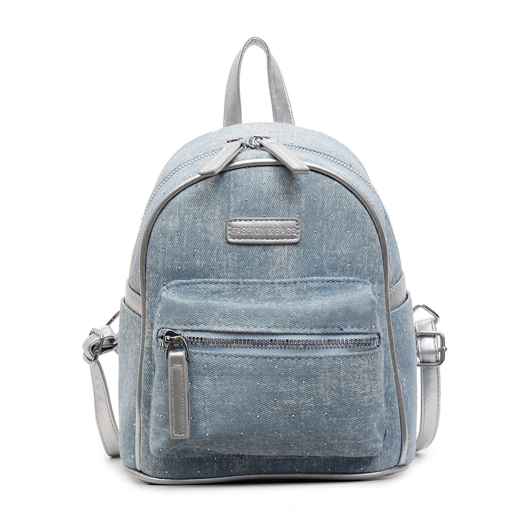 Women's small denim backpack