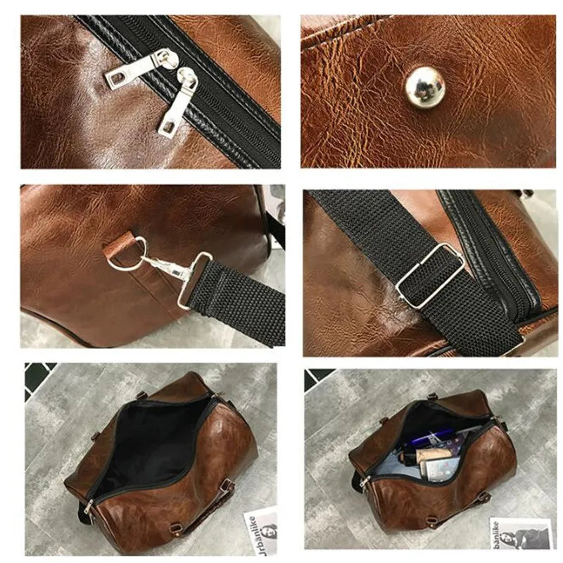 Handcrafted leather overnight duffle bag