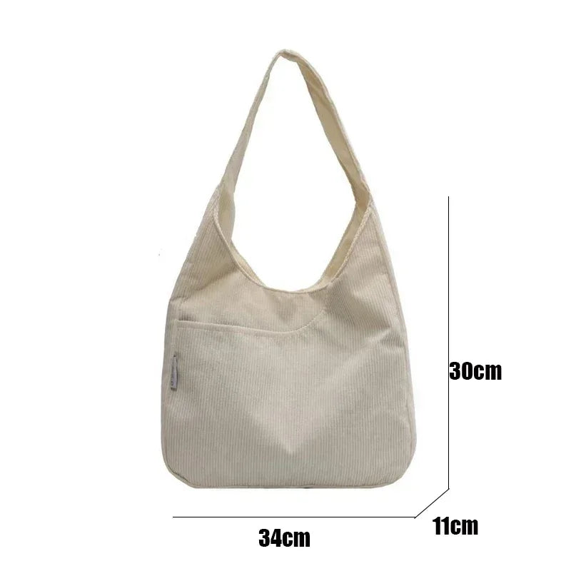 Women’s casual corduroy shoulder tote bag