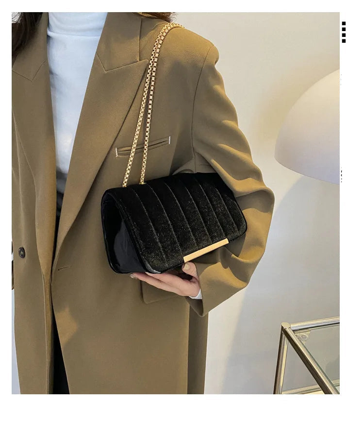 Corduroy handbag with soft velvet texture
