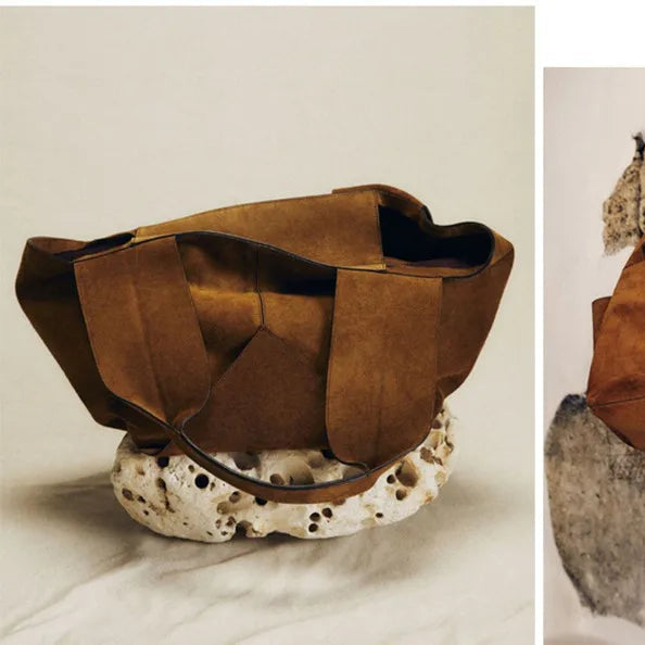 Large suede shopper handbag