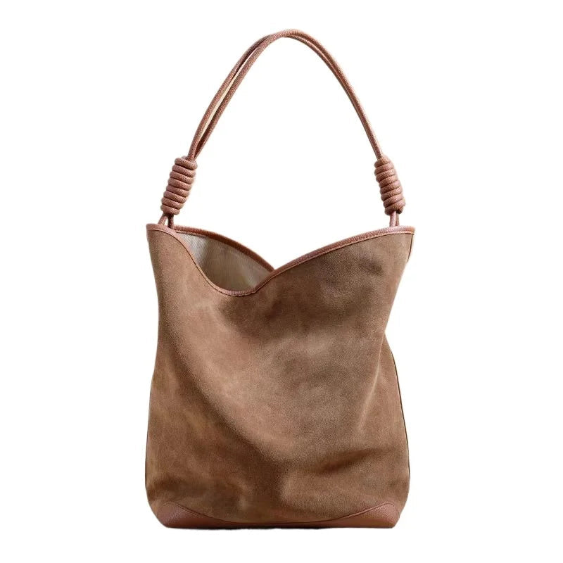 Suede shopper handbag