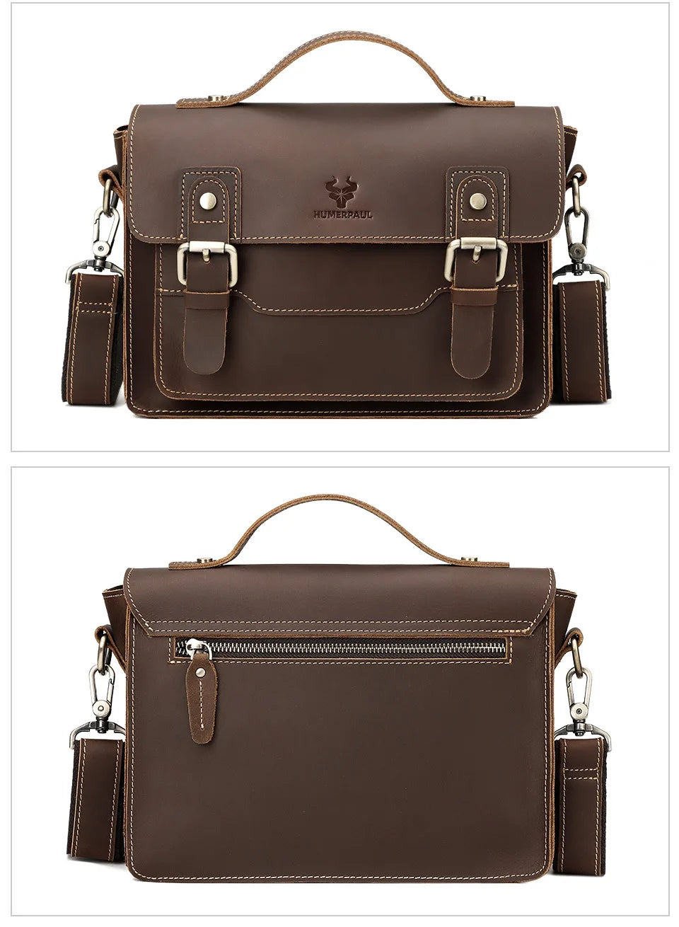Large leather satchel shoulder bag