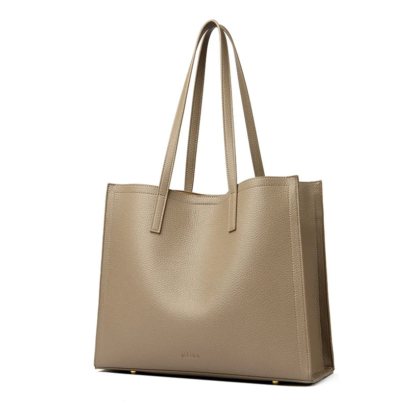 Casual leather tote bag for women