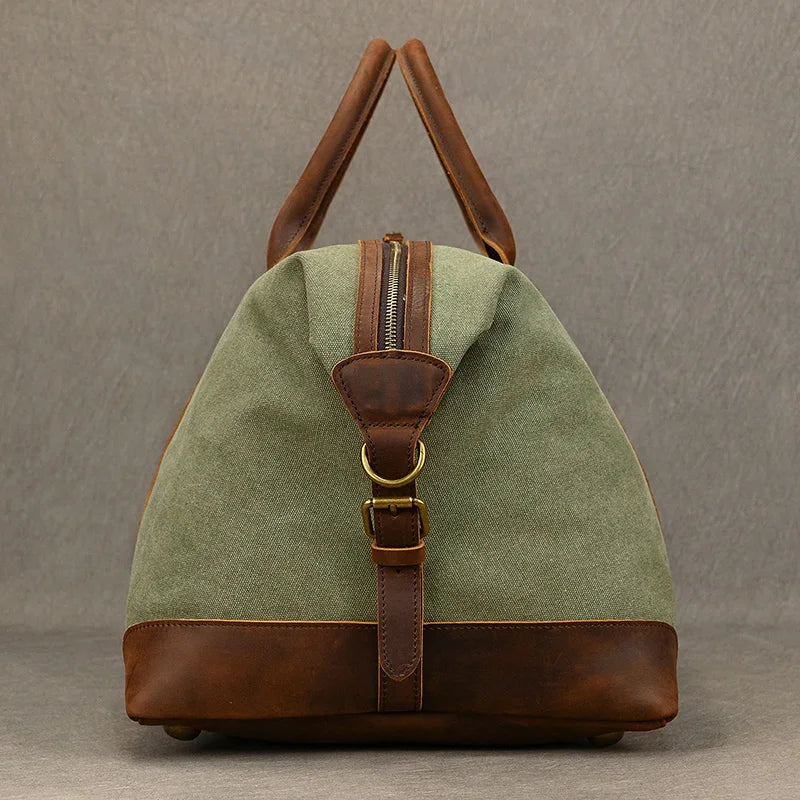Soft leather overnight duffle bag