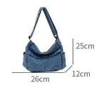 Denim top-handle handbag