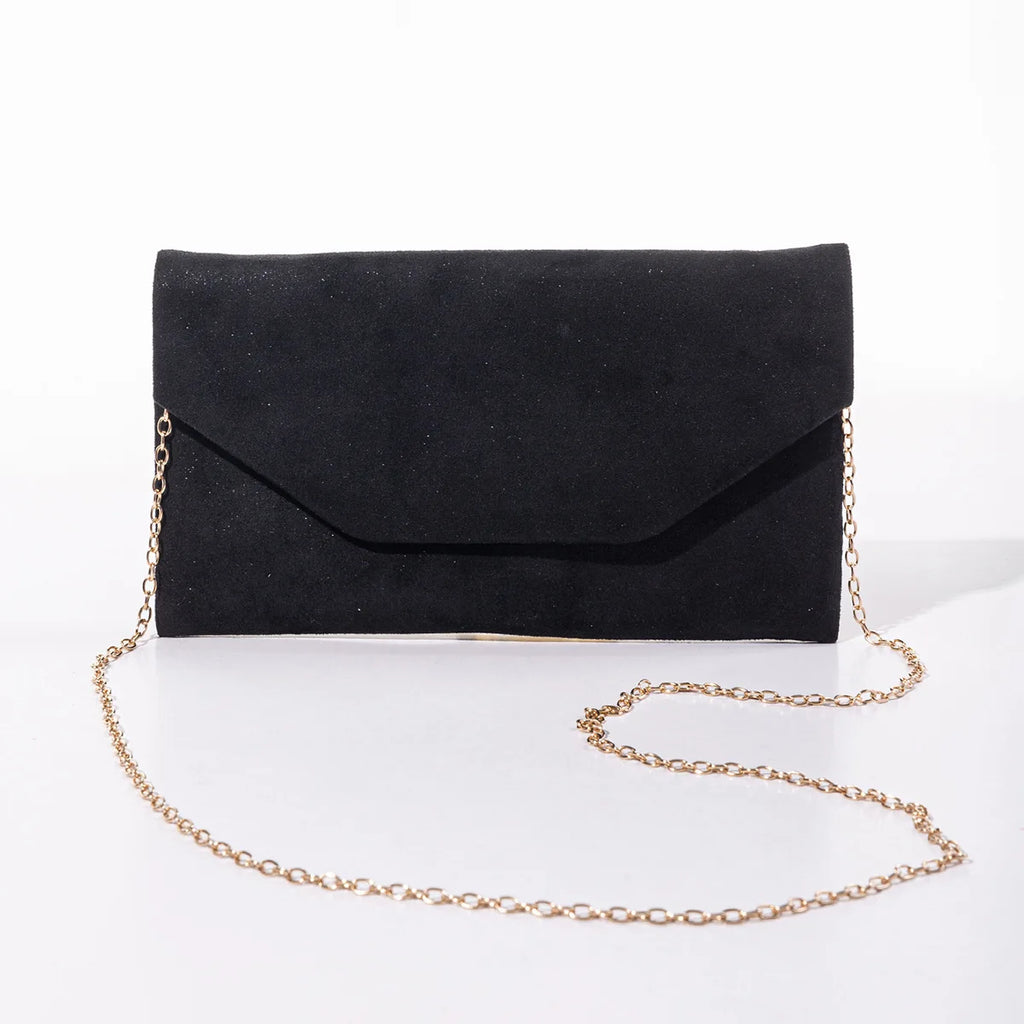 Suede clutch purse with envelope flap