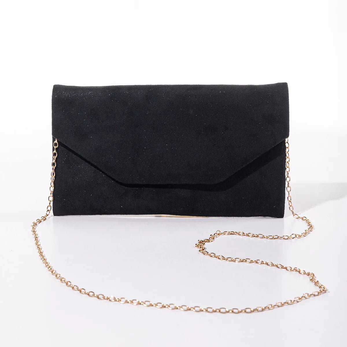 Suede clutch purse with envelope flap