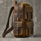 Large leather rucksack with buckles