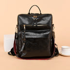 Large capacity leather knapsack