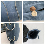 Soft washed denim shoulder bag with casual fold design