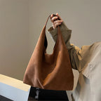 Chic suede slouch shoulder bag