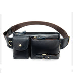 Dual-pocket leather fanny pack
