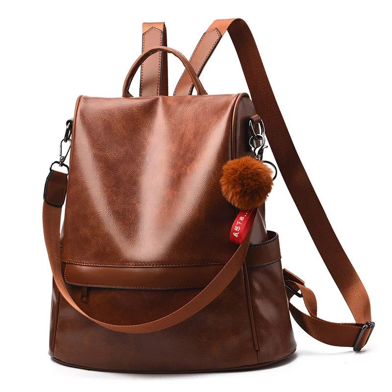 Vintage leather backpack for women