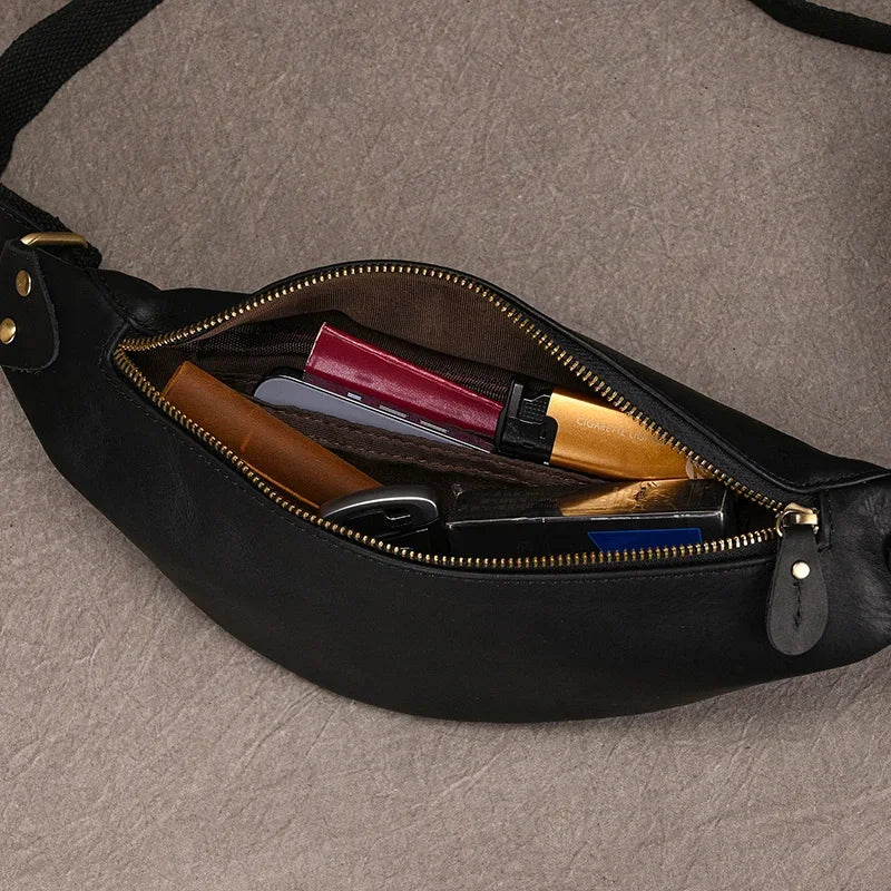 Retro leather belt bag