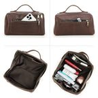 Leather travel toiletry bag