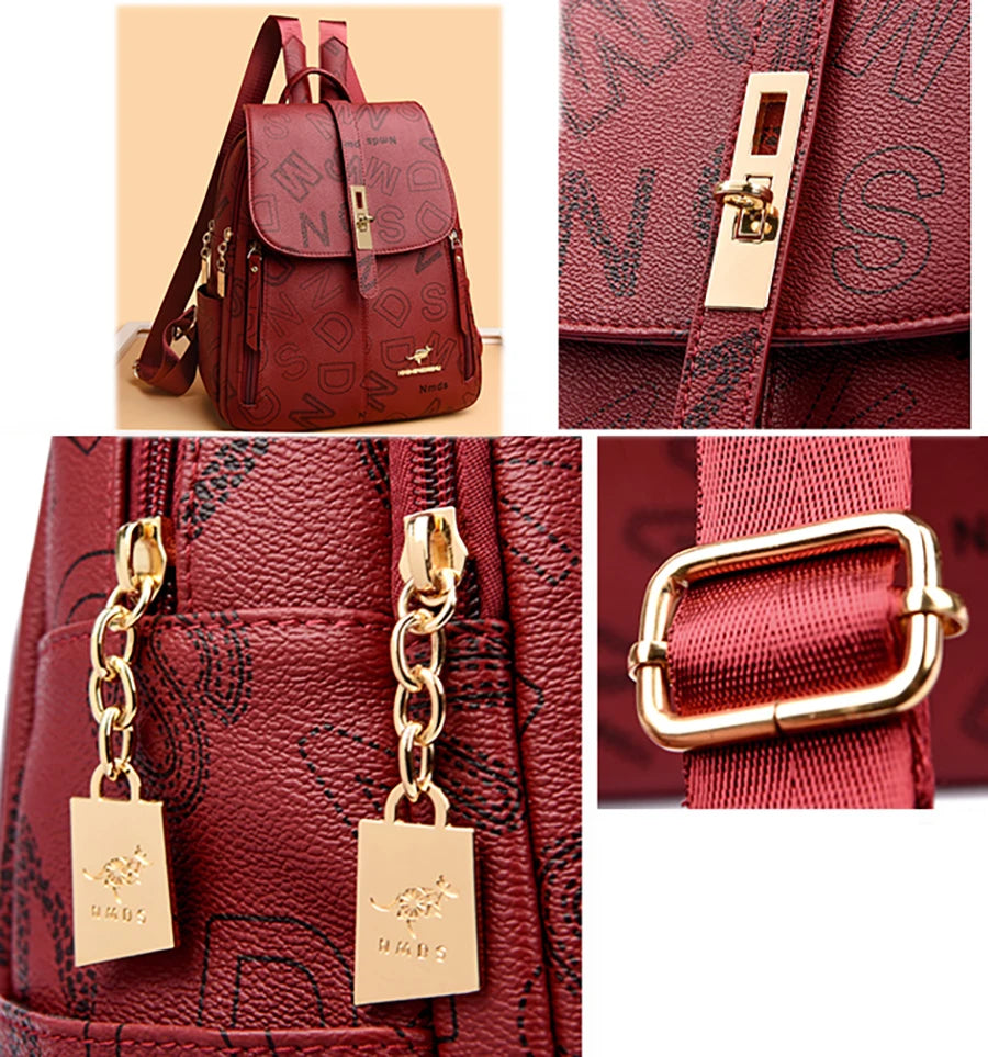 Designer-style leather backpack