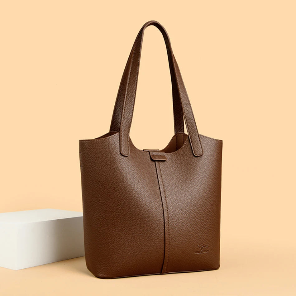 Structured leather tote bag