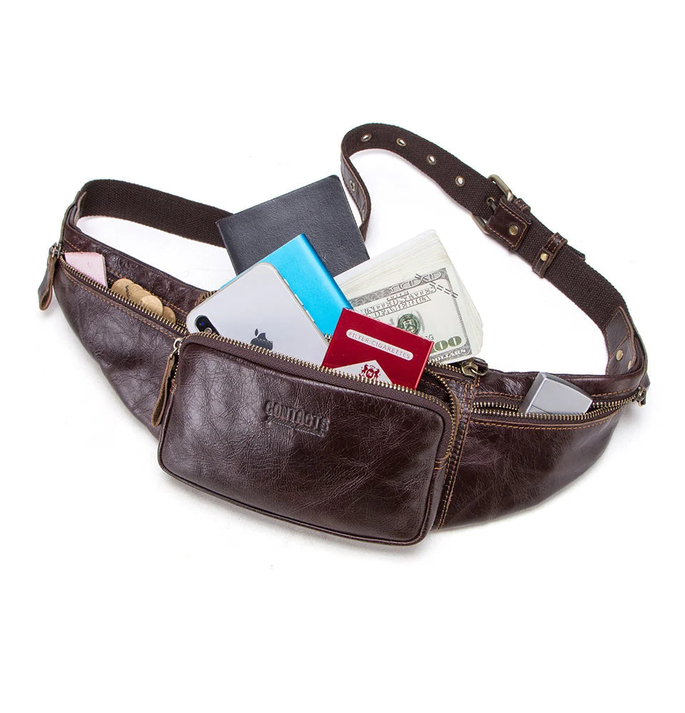 Leather belt bag for men