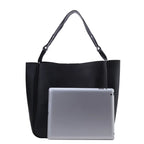 Black shoulder leather tote bag