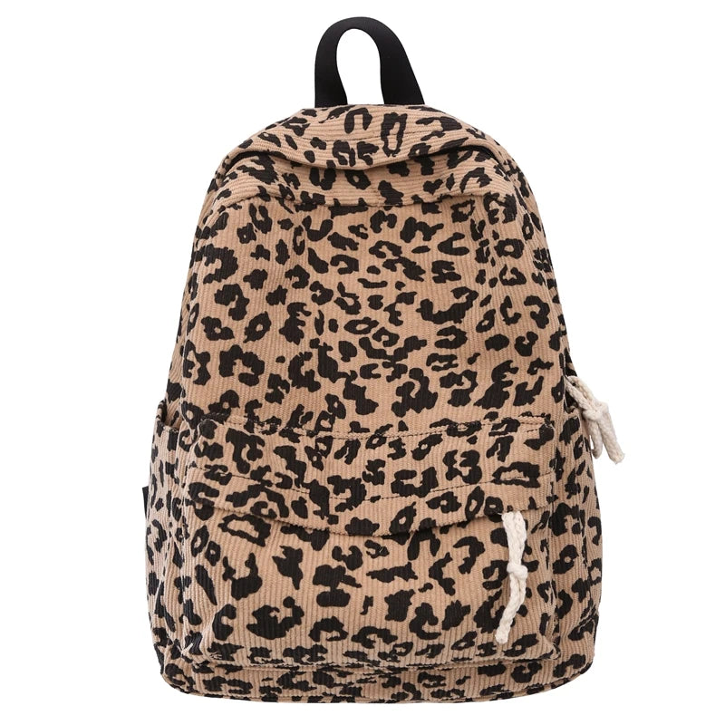 Leopard corduroy backpack