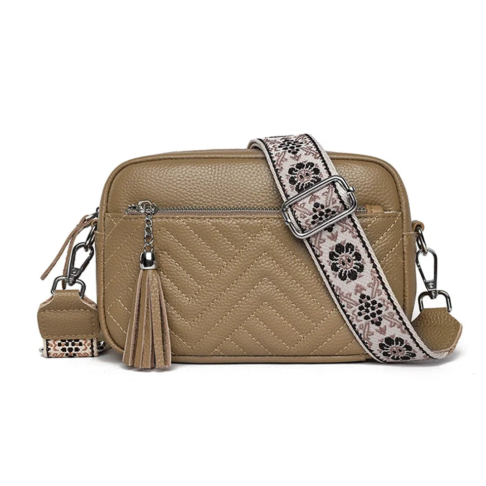 Textured leather crossbody bag