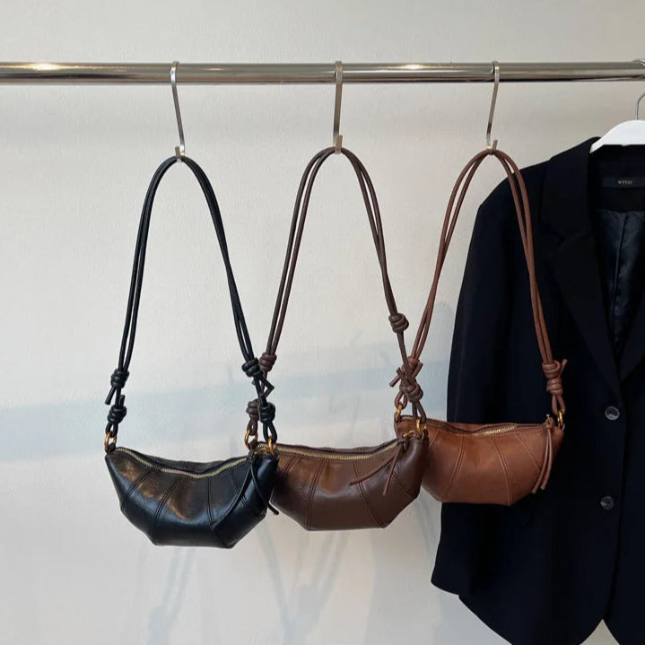 Crescent leather hobo bag