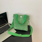 Corduroy handbag with front button detail