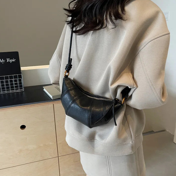 Crescent leather hobo bag