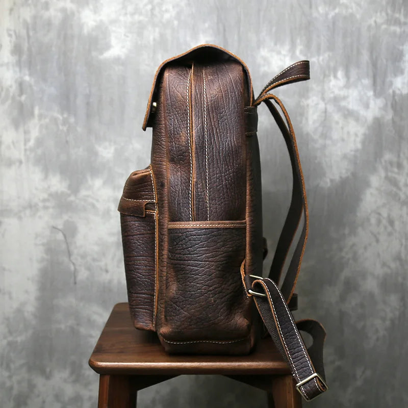 Sleek leather rucksack backpack