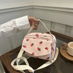 Stawberry corduroy handbag with top handle