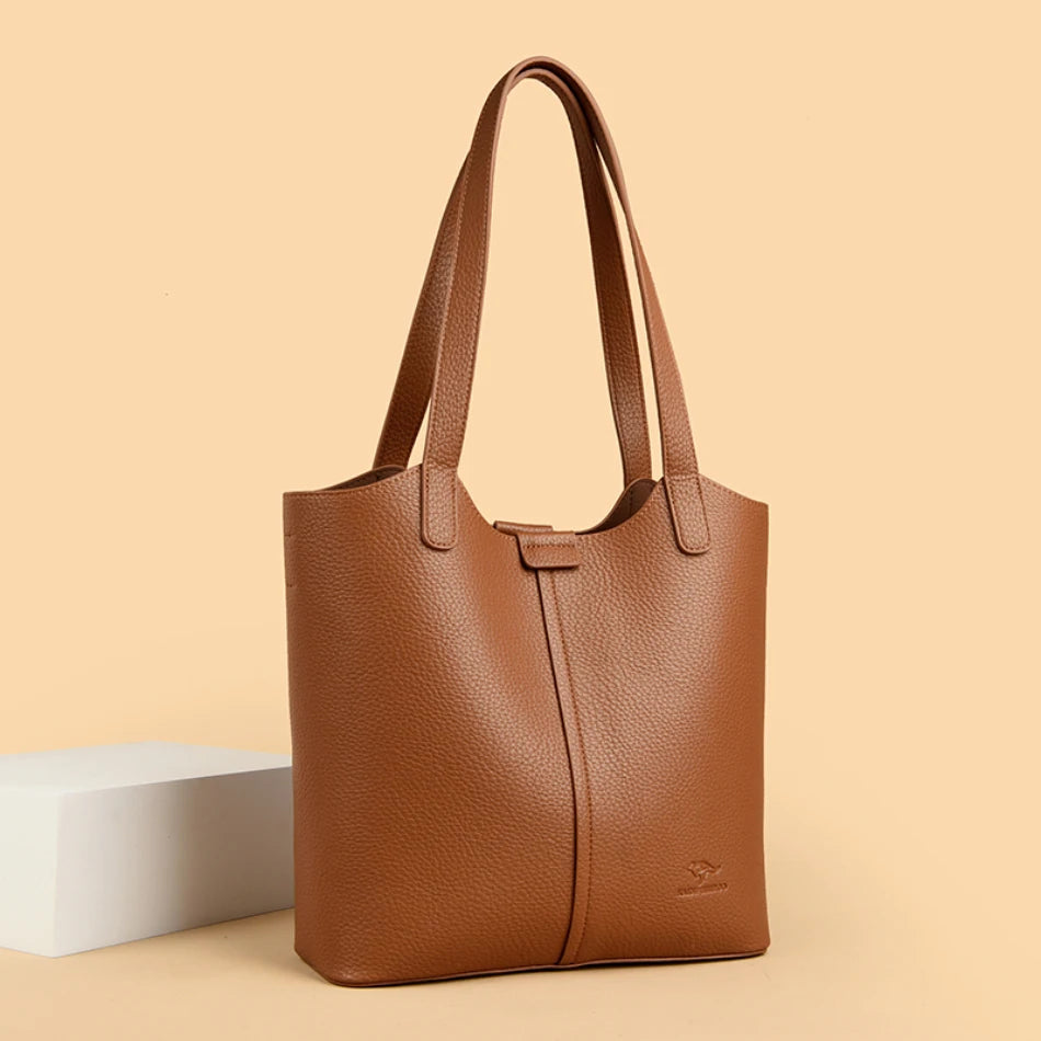 Structured leather tote bag