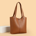 Structured leather tote bag