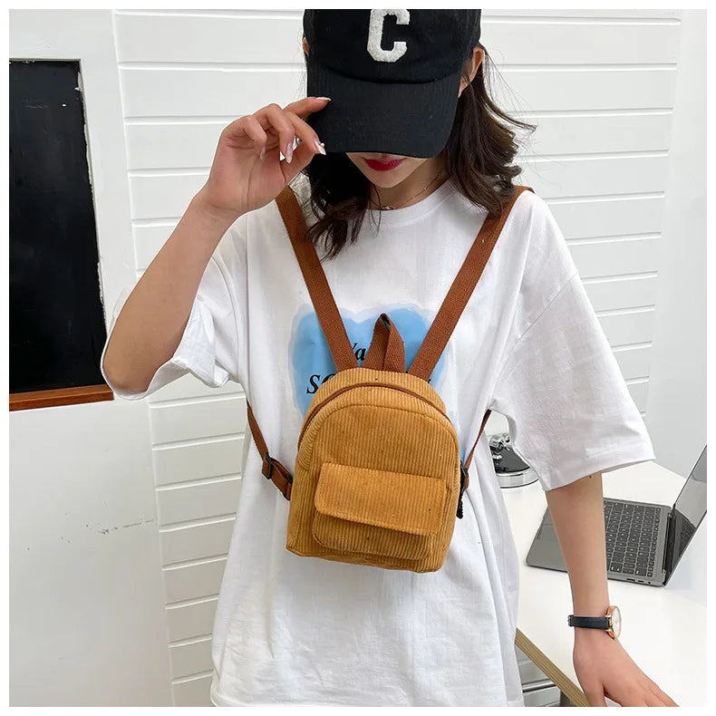 Mini corduroy backpack