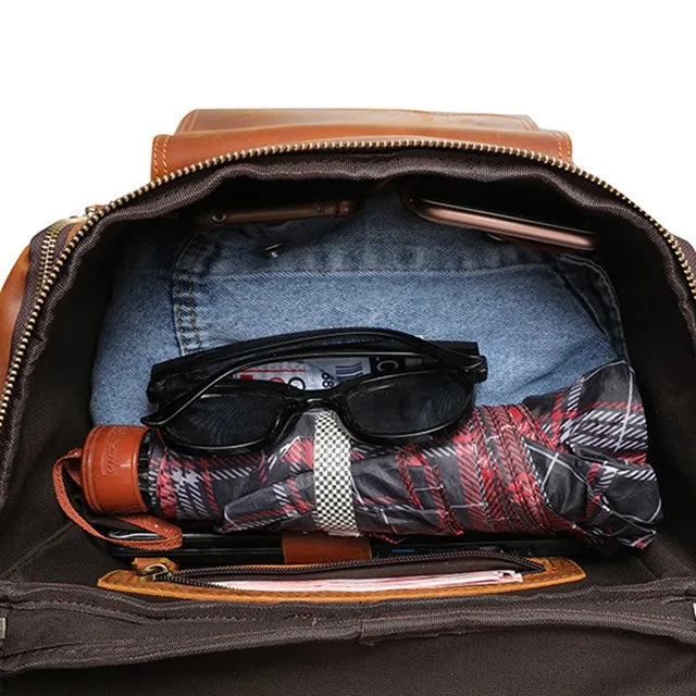 Classic leather hiking rucksack