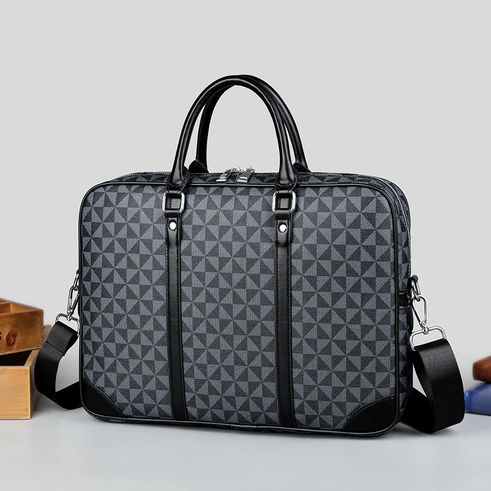 Designer-inspired leather laptop briefcase
