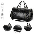 Elegant leather holdall with shoulder strap