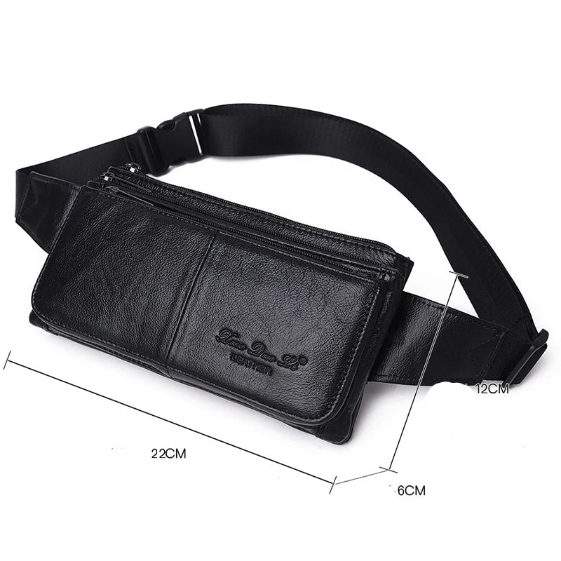 Wide-strap leather bum bag