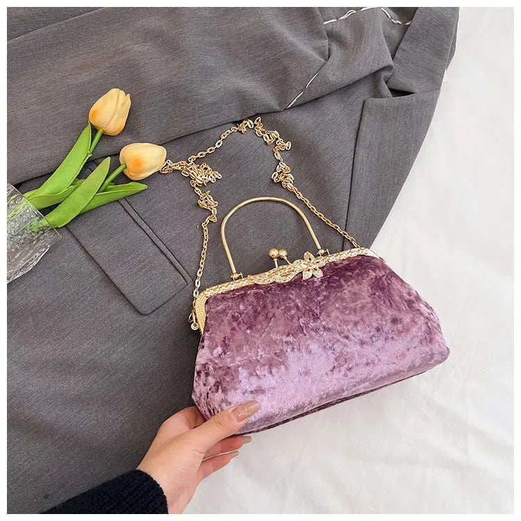 Corduroy evening clutch bag with wrist strap