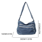 Multi-pockets denim shoulder bag for women